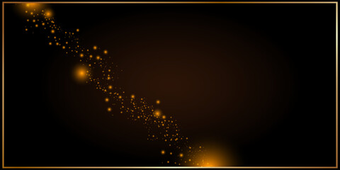 Golden glowing sparkles and soft star flares on a dark background. A dreamy, abstract light effect perfect for festive events, celebration designs, or magical atmosphere. Ideal as a holiday overlay 