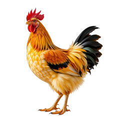 Fototapeta premium Colorful Rooster Standing Proudly with Vibrant Feathers Captured in High Detail Against a Plain Background