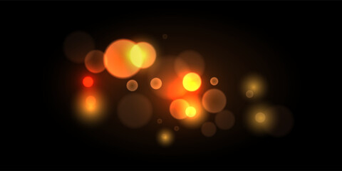 Soft orange and golden bokeh lights on a dark background. Glowing light orbs create a dreamy, festive atmosphere. Ideal for overlays, celebration designs, or abstract backgrounds. 