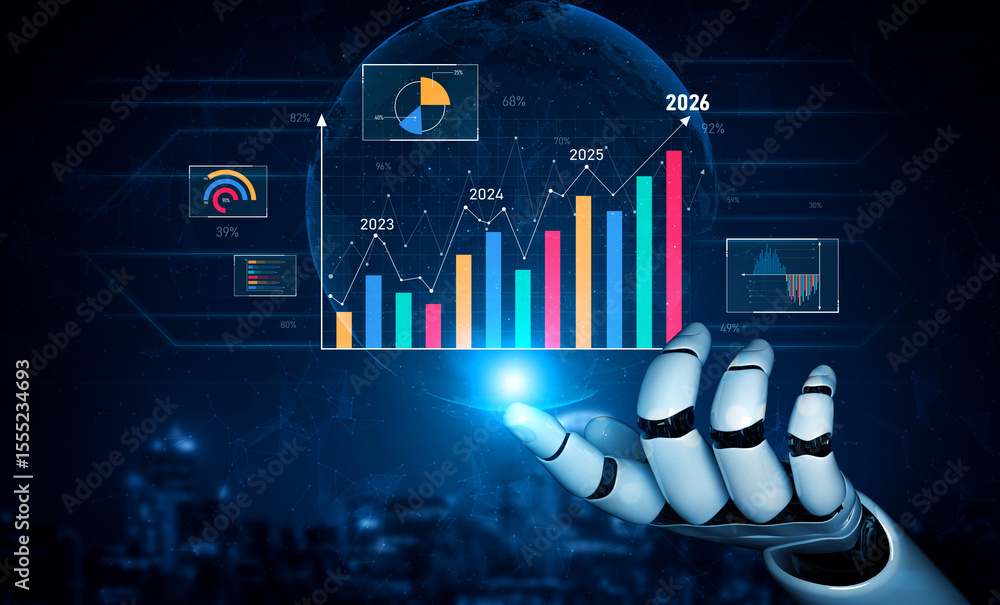 Poster ai artificial intelligence powers business growth with predictive planning tools, innovation roadmap