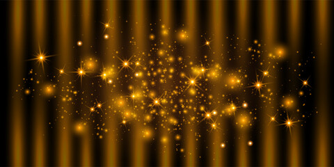 Golden sparkles and glowing starbursts on a dark background with soft vertical light beams. This abstract festive backdrop creates a luxurious and celebratory atmosphere, perfect for award ceremonies