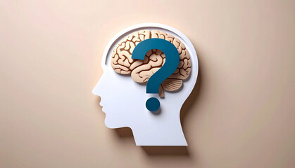 Brain with Question Mark Concept of Intelligence and Thinking. Mental health and problems with memory.