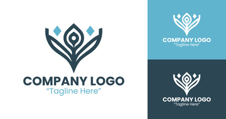 Stylish Corporate Blue Logo with Modern Shape for Company Branding and Identity