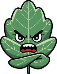 Obraz premium Furious green leaf crossing arms angry