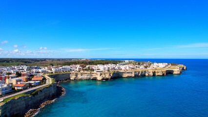 Torre dell'Orso - Italy, Apulia - Aerial view of the cliffs