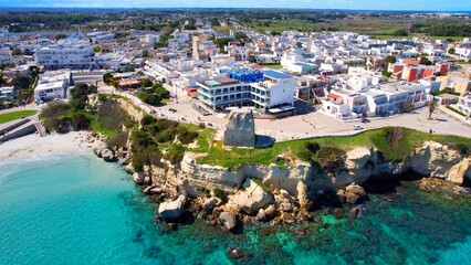 Torre dell'Orso - Italy, Apulia - fantastic Aerial view of the coastal town