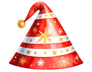 Christmas-themed party hat, transparent background