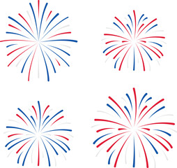 4th July Radiant Red and Blue Fireworks Bursting 