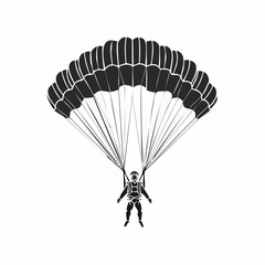 Sky Diving Sport Vector image. Parachuting sky diving sky jump vector silhouette isolated in white background