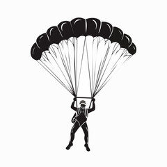 Sky Diving Sport Vector image. Parachuting sky diving sky jump vector silhouette isolated in white background