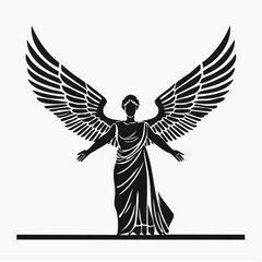 Silhouette Winged Victory Samothrace Vectors and Illustrations isolated on white background.