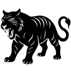 black and white tiger angry silhouette 