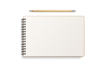 Spiral bound notebook mockup template with Kraft Paper cover isolated on a transparent background, PNG. High resolution.
