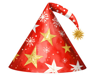 Christmas-themed party hat, transparent background