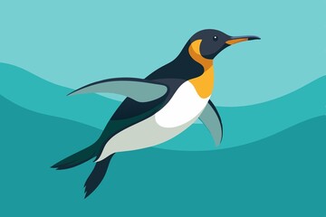 King Penguin Gliding Turquoise Waters Underwater Majesty