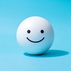 Cheerful White Smiley Face on a Light Blue Background