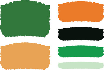 green orange colors abstract geometric brush strokes set