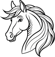 Elegant horse head profile with a gracefully flowing mane suitable for equestrian branding and design projects isolated on white background isolated on transparent background