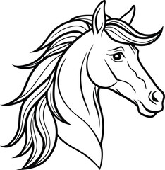 Elegant horse head profile with a flowing mane perfect for equestrian branding and design projects isolated on white background isolated on transparent background