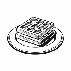 Waffle Vector Images. Delicious Belgian Waffle Served on a Plate Vector Illustration for Culinary Art and Design.
