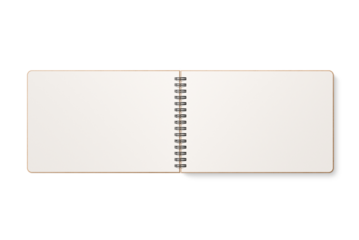 Spiral bound notebook mockup template with Kraft Paper cover isolated on a transparent background, PNG. High resolution.