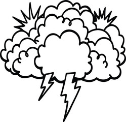 Dramatic stormy sky with powerful lightning bolts striking down creating an intense atmospheric weather scene isolated on white background isolated on transparent background