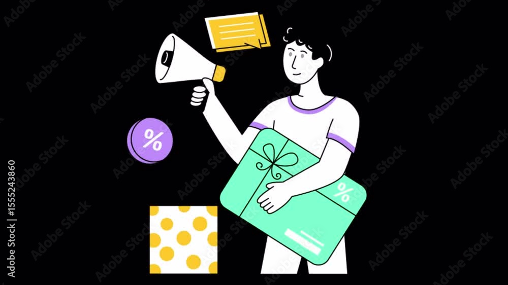 Poster loyalty program 2d animation on transparent background