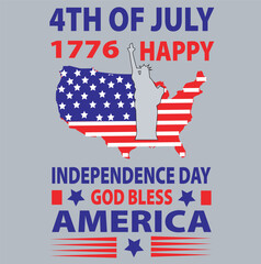 USA Independence Day t shirt design silhouette vector art illustration, 4th of July independence day