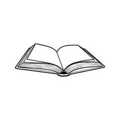 Hand-drawn open book with realistic shading, perfect for academic, library, or reading related designs. Vector Illustration