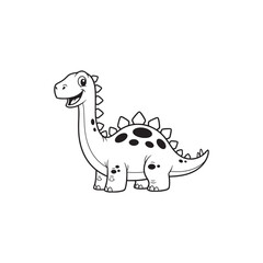 Long neck dinosaur with back plates, perfect for educational and kids art projects. Vector Illustration