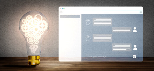 Obraz na płótnie Canvas AI chatbot using prompt engineering and LLM deep learning delivers explainable generative AI for smarter, more efficient business support. Vouch