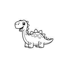 Cute spiky dinosaur illustration for coloring pages, children books and toys. Vector Illustration