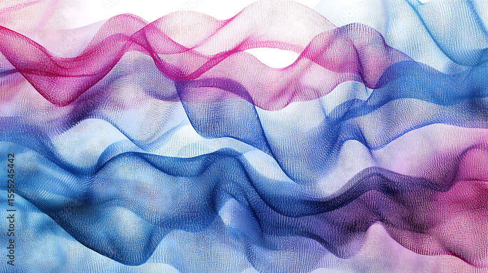 Poster gradient mesh fabric waves in pink and blue flowing abstract background design with transparency