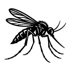 Detailed Black and White Mosquito Insect Vector Illustration - Pest and Disease Carrier