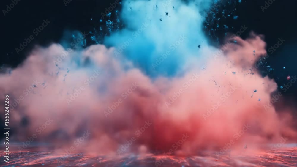 Poster exploding vibrant color clouds against a dark backdrop