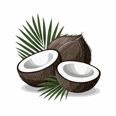 Coconuts Image vector. Delicious Coconuts Cut Out Image vector isolated on white background.