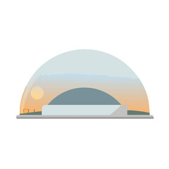 Futuristic dome structure with sleek metallic surface vector art design 
