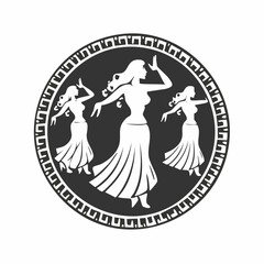 Hawaiian Hula Dancers Silhouette Logo vector isolated on white background.