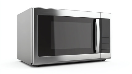 Builtin microwave with stainless trim kit, kitchen appliance, sleek modern style, on white background