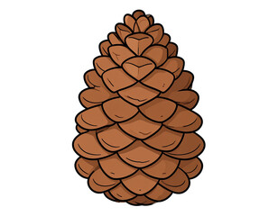 Decorative pine cone Christmas design, transparent background 