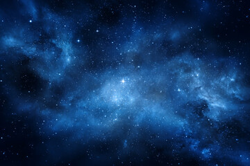 Vast cosmic space filled with stars and nebulae showcasing deep blues and bright celestial bodies during nighttime exploration