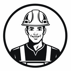 Stylized Construction Worker Image vector Isolated on white background.