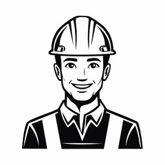 Stylized Construction Worker Image vector Isolated on white background.