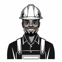 Stylized Construction Worker Image vector Isolated on white background.