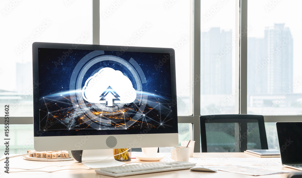 Poster cloud computing software for modish remote work and personal data storage