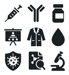 Obraz premium Minimalist Shopping Icon Grid. Solid, filled icons set of minimalist shopping items: cart, tag, bag, credit