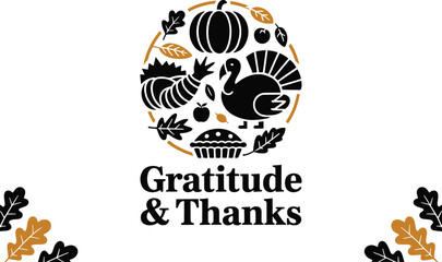 Thanksgiving vector illustration design with thanks giving elements, a perfect symbol for decoration