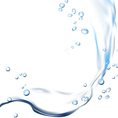 Fresh Water, Water flow wave transparent surface with bubbles of air, ocean, lake, liquid, hygiene, freshness air, RO, filter water, sparkling drinking water - Vector