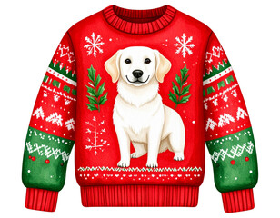 Dog with Christmas sweater, transparent background