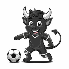 Obraz premium Horned devil is happily playing soccer dribbling a ball image vector on white background